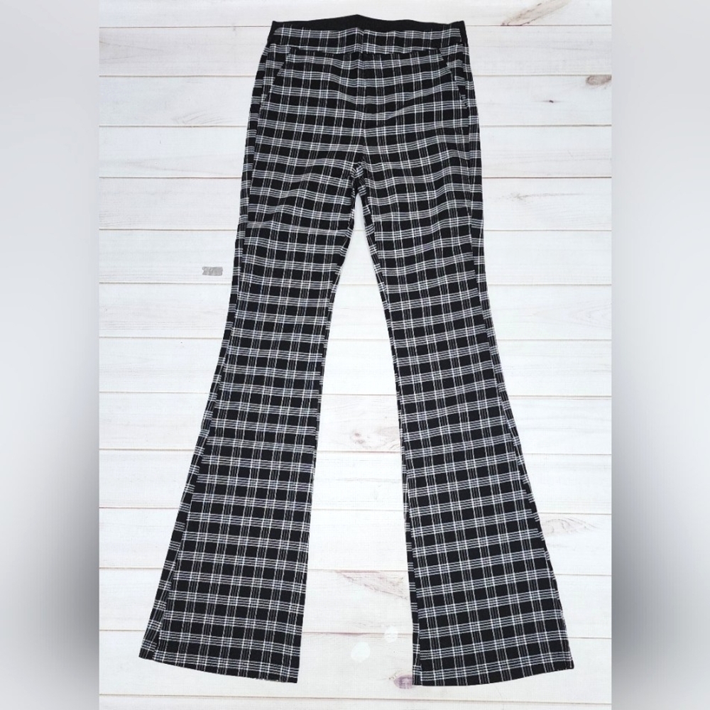 Black & White Plaid Boot Cut Women's Pants